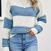 Two-tone Shoulder Drop Knitted Sweater with Punched Holes