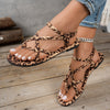 1 Pair of Elegant Leopard Print Flat Sandals for Women - Retro Style, Round Toe, Slip-On with Ankle Strap, Lightweight & Comfortable, Perfect for Casual or Summer Outfits, Casual Attire | Chic Leopard Print | Rubber Sole Sand