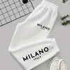 Milano Italy Printed Women'S Jogger Pants, Casual Knit Polyester 100% Fabric, 190g/m², All-Season, with Pockets, Fashionable Long Jogging Trousers for Adult
