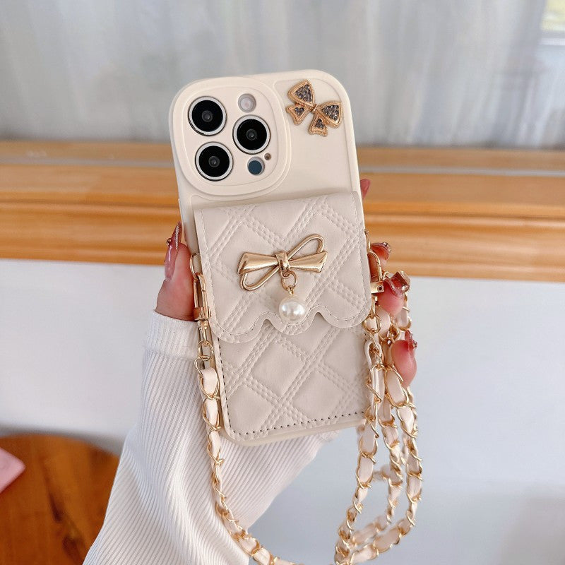 [1pc Minimalist Phone Case with Card Holder] Stylish And Minimalist Card Holder Lanyard Phone Case for Iphone 11, 12, 13, 14, 15, 16 Pro Max Plus, Fully Protective And Shockproof.