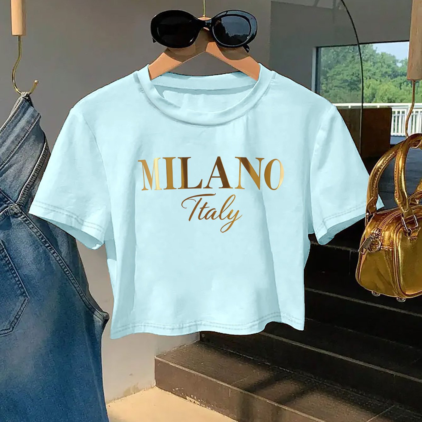 Milano Italy Graphic Tee for Women - Y2K Style, Soft & Comfortable Short Sleeve T-Shirt, Fashionable Letter Print Design, Perfect for Spring/Summer, Casual Wear Tee | Y2K Fashion | Soft Texture Tee
