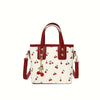 Women's Cherry Pattern Bucket Bag with Detachable Charm, Zipper Closure, Large Capacity Fashionable Crossbody Bag in Red/White, Perfect for Shopping, Commuting, or Gift Giving, Versatile Crossbody Bag | Playful Cherry Design