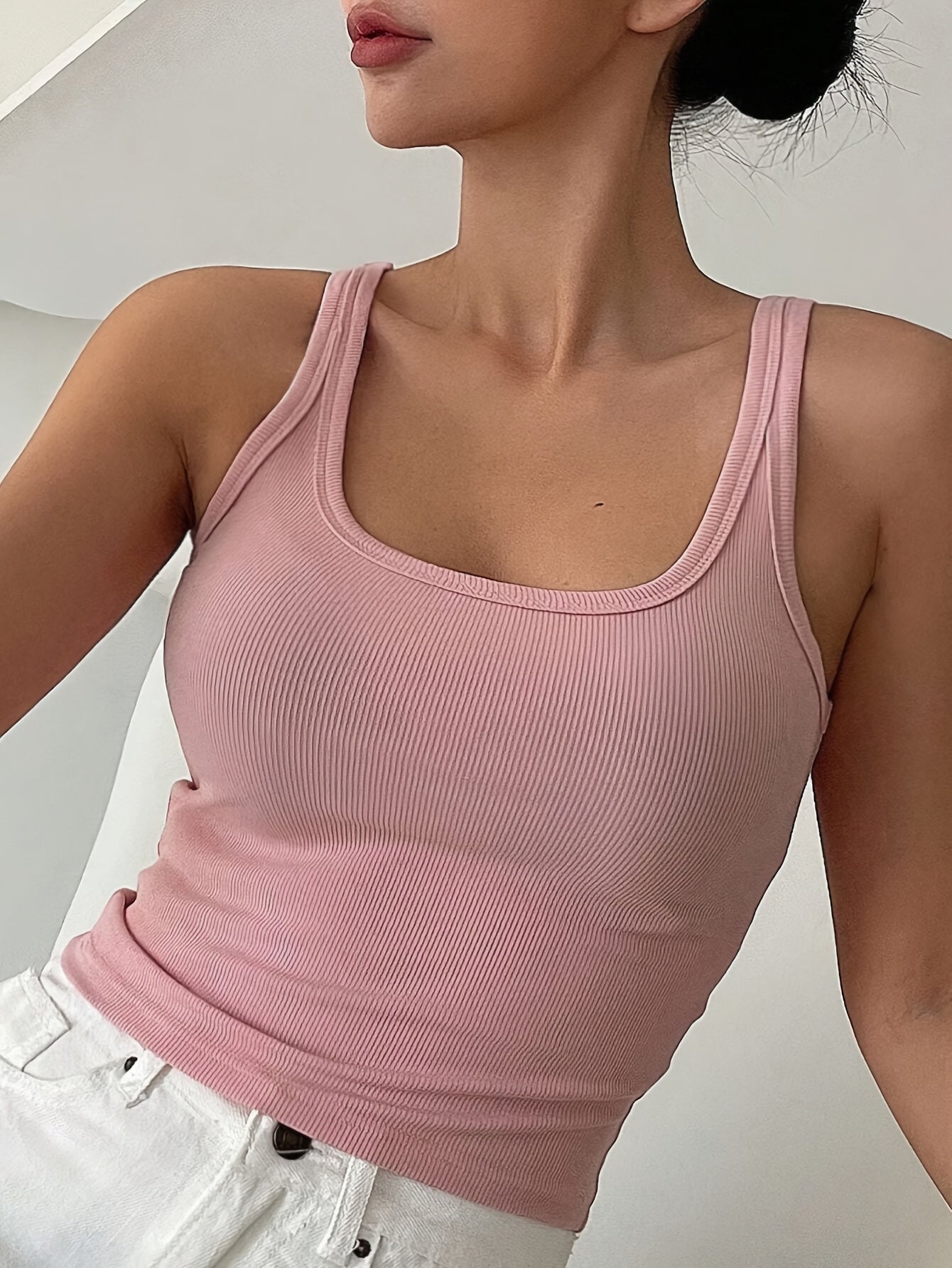Women'S Solid Color Ribbed Tank Top