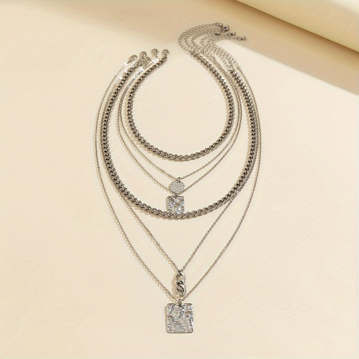 Stylish Minimalist 6pcs Snake Pattern Pendant Cuban Chain Necklace Set for Women, Suitable for Casual Attire, Mother's Day Gift