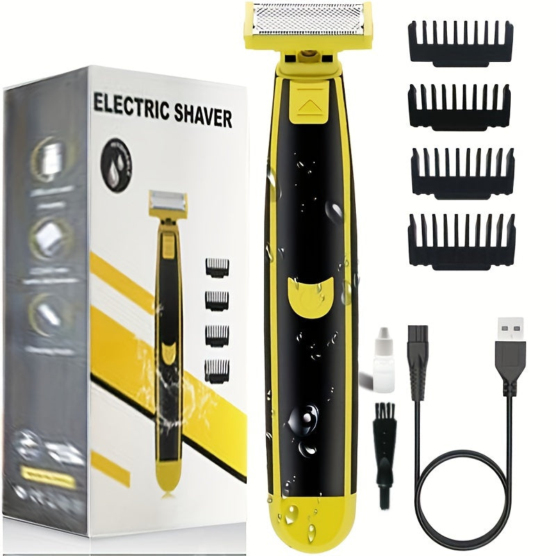 Men's beard electric shaver, USB charging, bikini body hair trimmer beauty set, floating blade, dry and wet dual-purpose, portable travel electric shaver, for dad, Father's Day gift for men