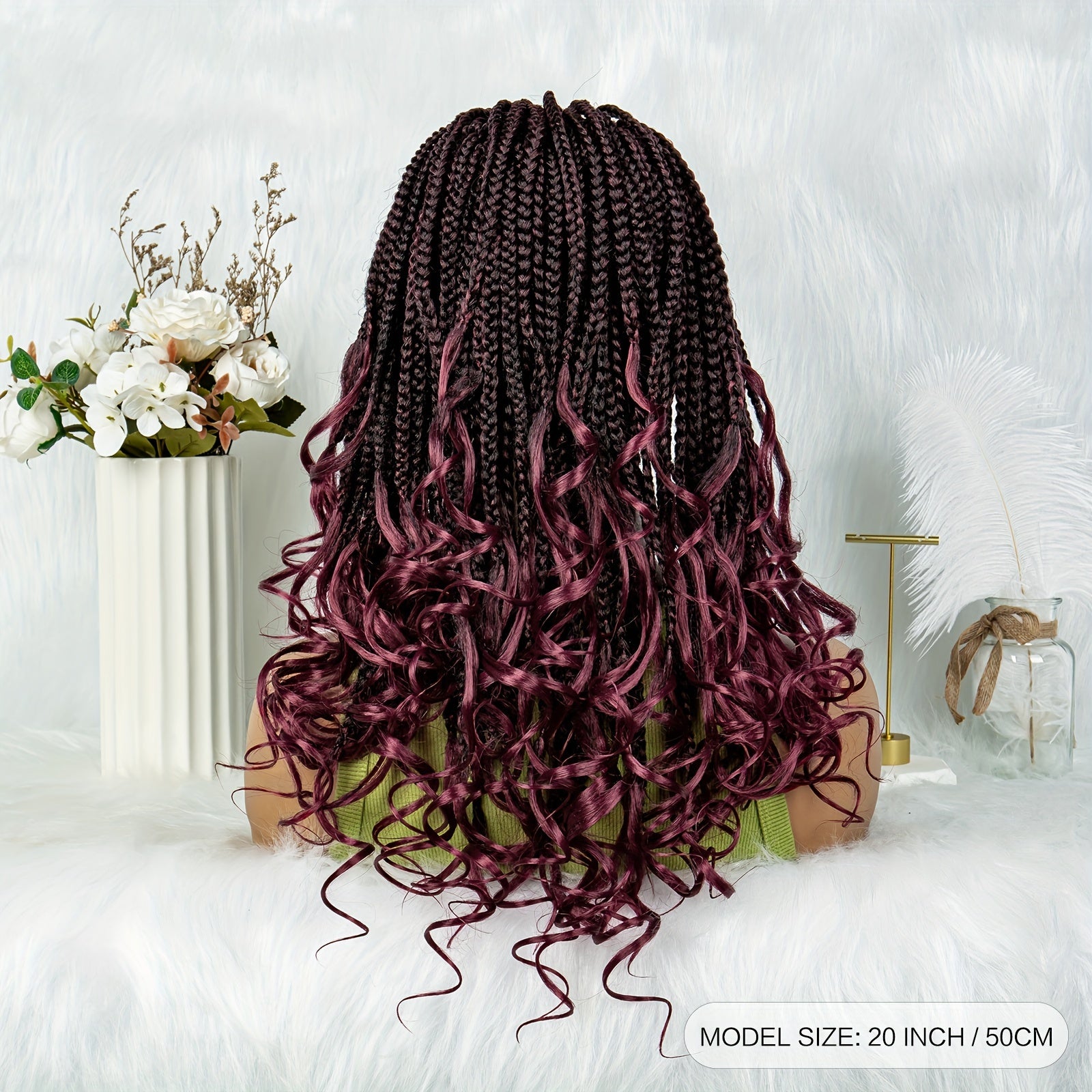 20 Inches - 9*6 HD Front Lace Braided Wigs with Curly Ends, Goddess Box Braids Crochet Hair, Braid Wigs Curly Ends Part Braided Front Lace Wig, Handmade Braiding Wigs with Baby Hair for Women (20 INCH, Available in Three Colo