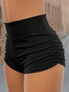 High Waist Skinny Stretchy Shorts - Stylish Solid Color Ruched Design - For Spring & Summer - Women's Clothing - Perfect for Casual & Active Wear - Ideal Gift for Fashionable Women