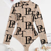 Letter Print Crew Neck Bodysuit, YOUNG Long Sleeve Mesh One Piece Bodysuit, Women's Clothing