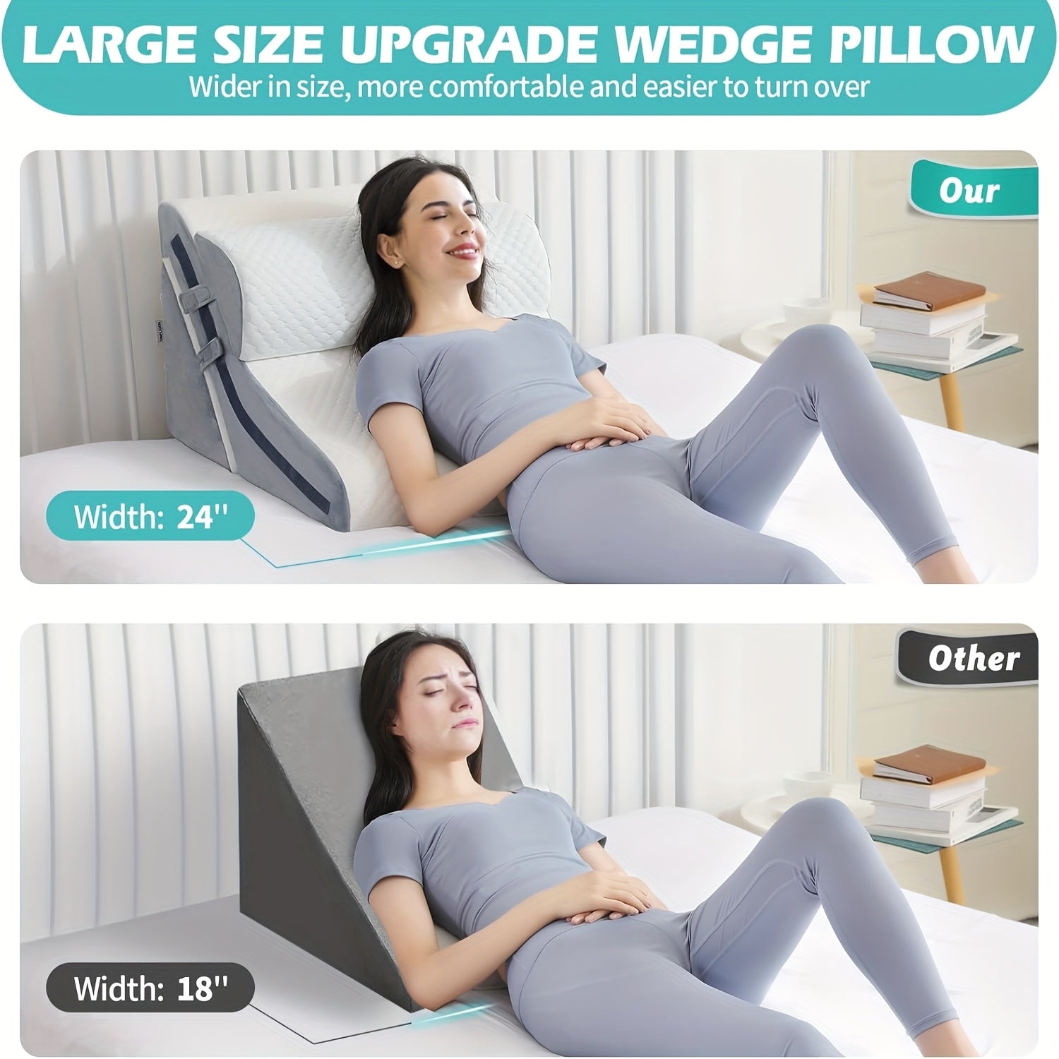 3-in-1 Incline Pillows Wedges For Back, Pillow For Sleeping, 15-in-1 Adjustable Memory Foam Wedge Pillow, Orthopedic Bed Wedge Pillow Set