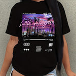 Letter Print Short Sleeve T-shirt, Casual Crew Neck Top For Spring & Summer, Women's Clothing