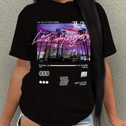 Letter Print Short Sleeve T-shirt, Casual Crew Neck Top For Spring & Summer, Women's Clothing