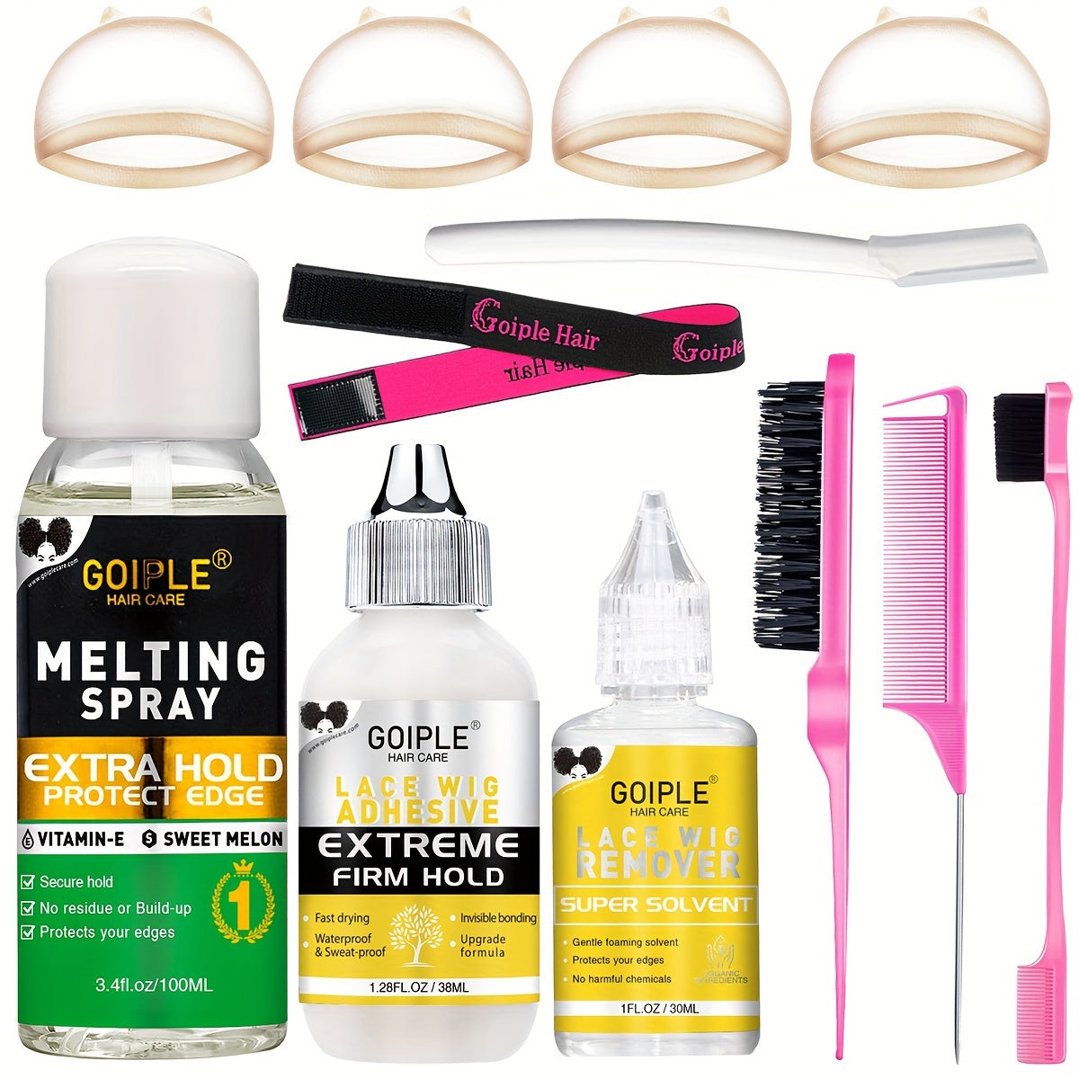 12pcs/kit Wig Styling Kit - Melting Spray, Wig Tool, Lace Wig Remove, And Lace Bonding Kit For Effortless Wig Installation