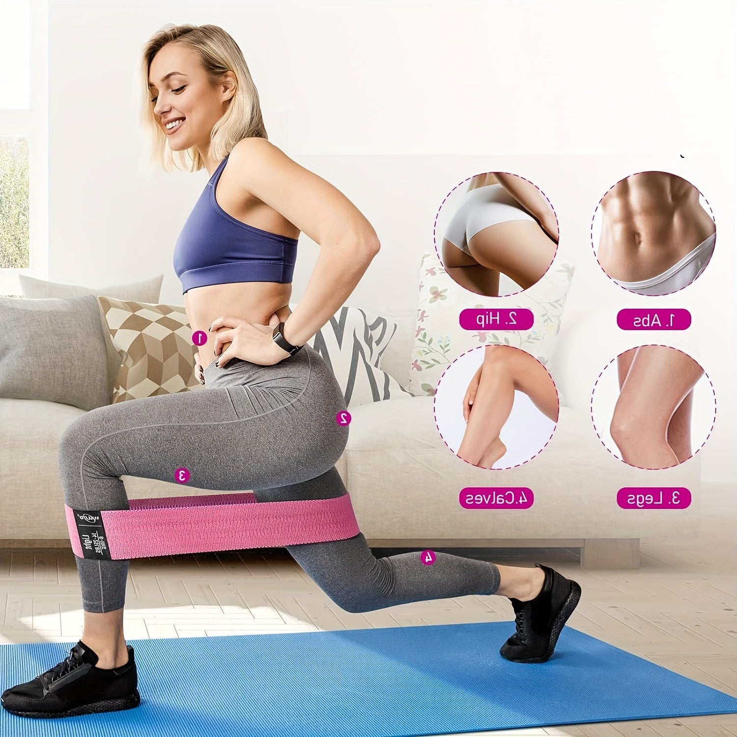 3pcs Resistance Bands For Legs And Butt, Fabric Exercise Loop Bands Yoga, Pilates, Rehab, Fitness And Home Workout, Strength Bands For Booty