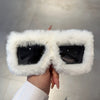 Y2K Fashion Plush Oversized Gradient Glasses, Novelty Fuzzy Party Club Eyewear for Men And Women, Plastic Frame, Hawaiian Theme, Non-Prescription Fun Glasses for And Festive Occasions, Carnival/Mardi Gras/Masquerade