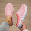 [Lightweight Slip-On Sneakers] Quanzhou Shoes Women's Lightweight Breathable Knit Slip-On Sneakers - Pink, All-Season Casual Walking Shoes with Stability Support, Fabric Upper & MD Sole, Everyday Footwear | Comfortable Wear |