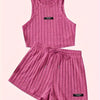 Elegant Directional Fashion Women'S Striped Skin-Friendly Tank Top And Shorts Set