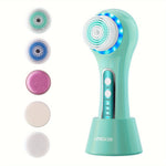 5-Brush-Head Rechargeable Face Scrubber Exfoliator, Facial Cleansing Brush for Exfoliating, Massaging, Deep Cleansing, Perfect Gift for Women, Mother's Day Gift