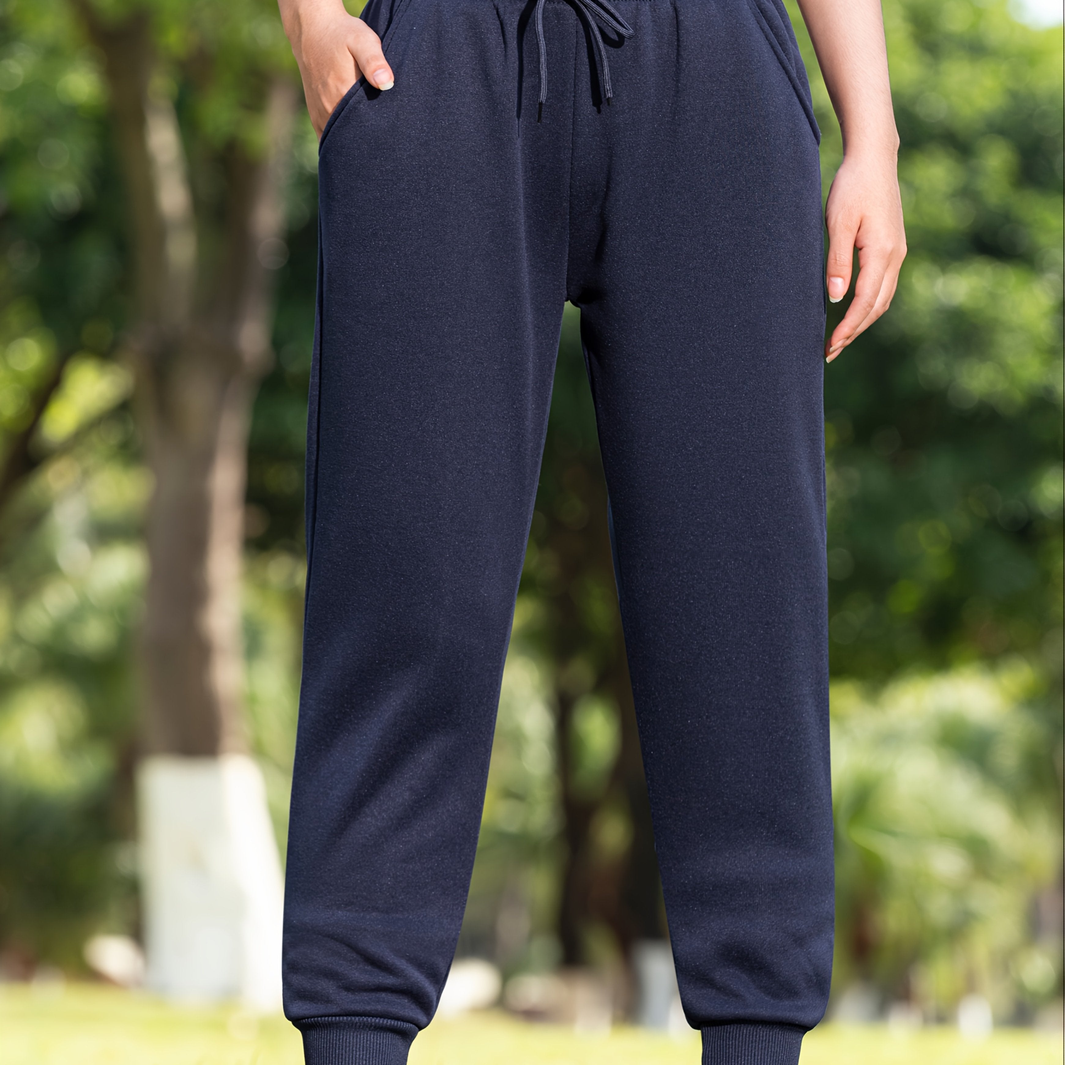 LSYTQRW Unisex Casual Sweatpants, 100% Polyester Knit Fabric, Solid Color, Loose Fit with Drawstring Waist, Long Length, Belted, for Weekend Wear - Fall/Winter Collection