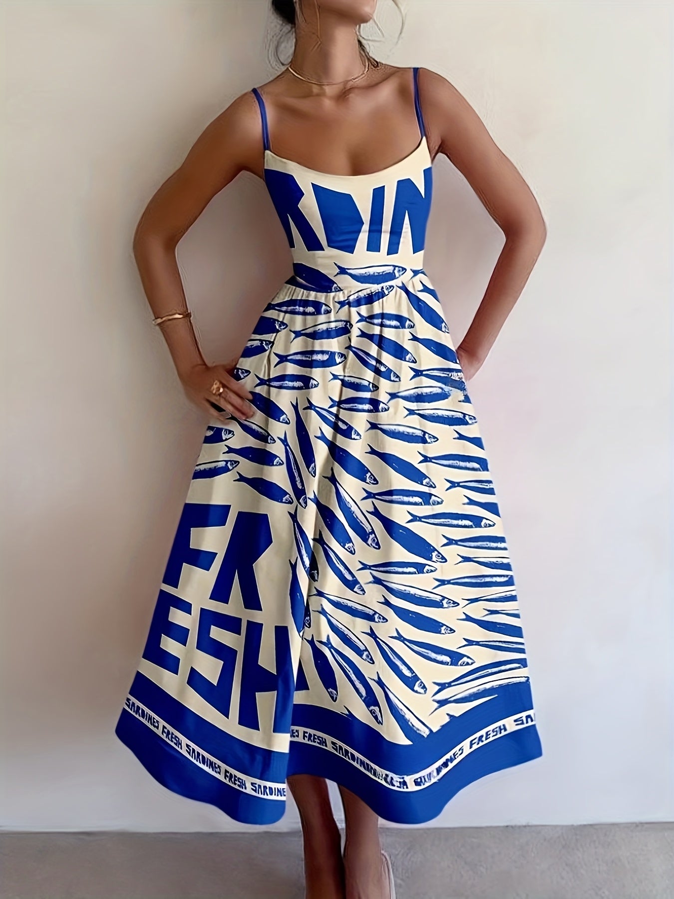 Elegant Summer Women'S Red Letter Print Contrast Color Cami Maxi Dress with Petticoat and Side Slit - Sleeveless, Alphabet Pattern, Perfect for Casual Attire, Summer Dress