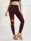 Women'S High-Stretch Solid Color Sports Pants - Stylish Maroon Yoga & Fitness Leggings with Flaming Rose Design, All-Season Comfort, Allseason Yoga Pants | Trendy Leggings | Comfortable Fit, Yoga Pants