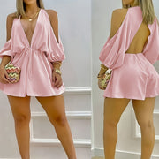Women's Elegant & Sexy Halter Neck Jumpsuit - Lightweight Solid Color Spring/Summer Lounge & Party Wear, Hand Wash Only, Summer Outfit | Flowing Silhouette | Sensual Fit