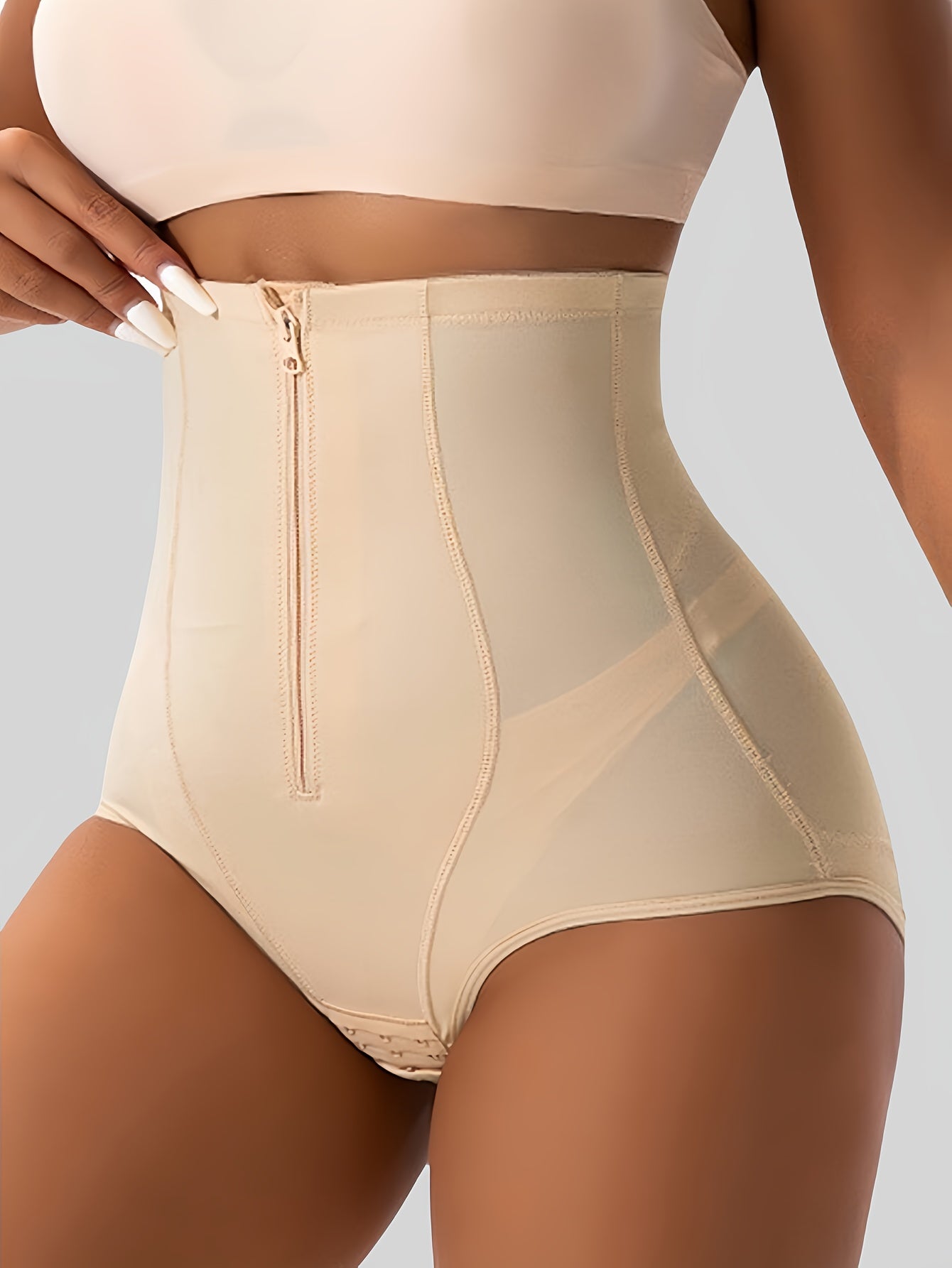 1pc Women High Waist Tummy Control Panty, Shapewear Pants, Butt Lifter Body Shaper Breathable Waist Trainer With Double-Reinforced Crotch For Multi-Occasion