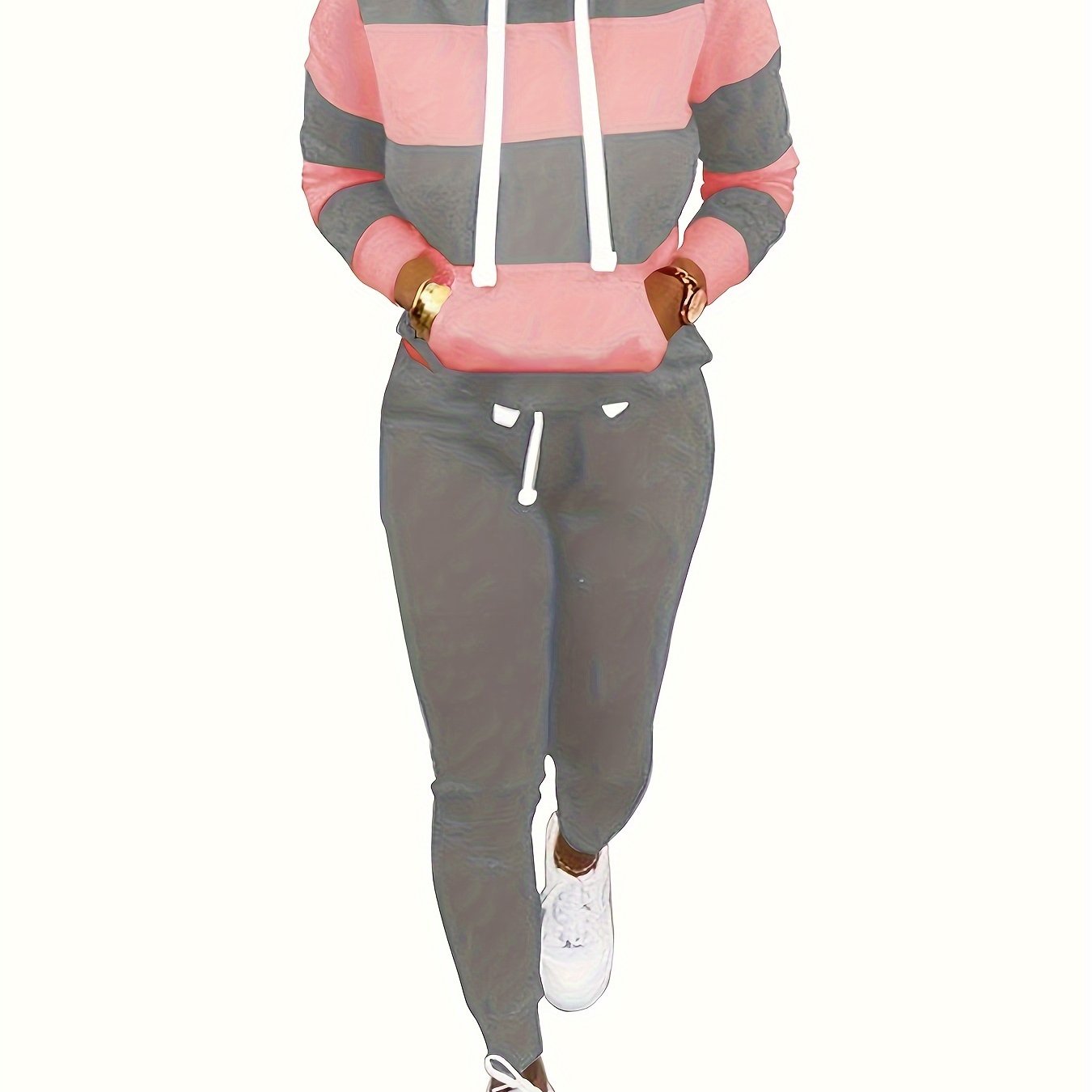 Two Piece Outfits For Women Casual Jogging Suit Set Long Sleeve Sweatshirt And Sweatpants Tracksuit Athletic Loungewear