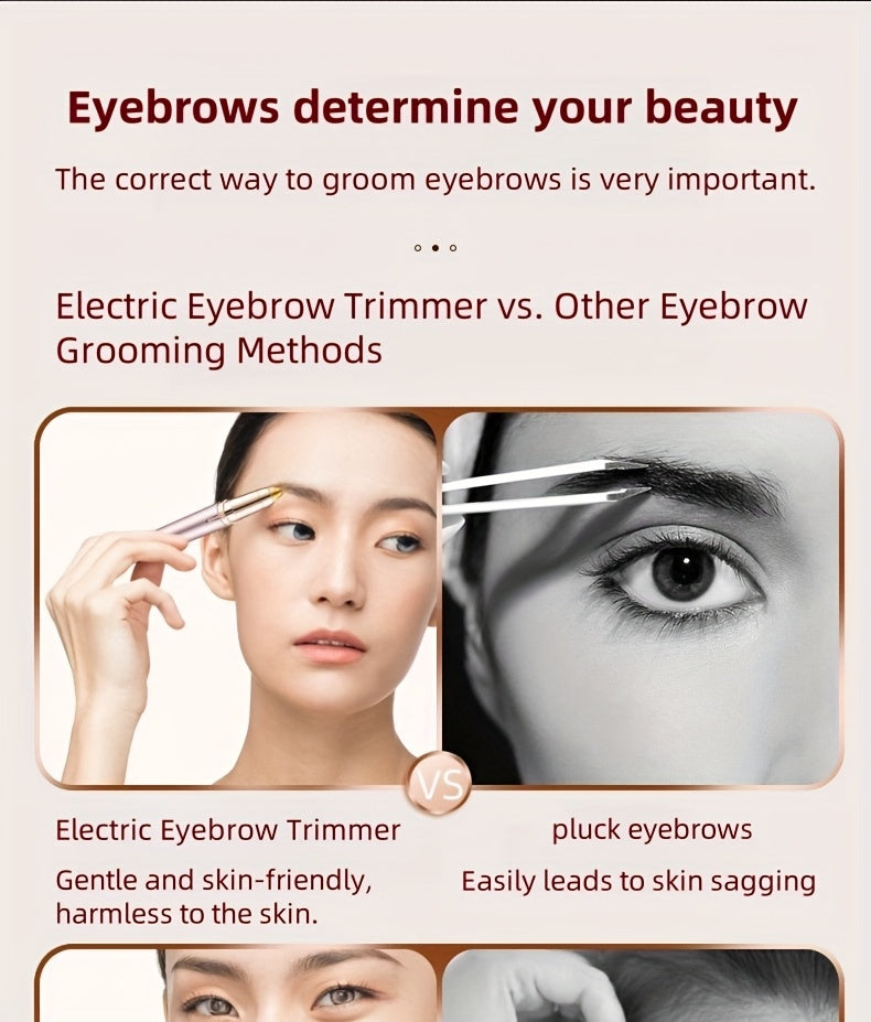 Electric Eyebrow Trimmer, Automatic, USB Charging, Rechargeable Lithium Battery 60mAh, Unscented, Abs Material, with Eyebrow Knife and Shaper (or Blade) for Women, Unisex Body Hair Remover
