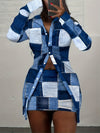 Ladies Plaid Printed Button-lapel Knitted Top And Skirt Suit, Spring And Summer Suitable For Daily Leisure And Business Office, Polyester Fiber, Women'S Wear