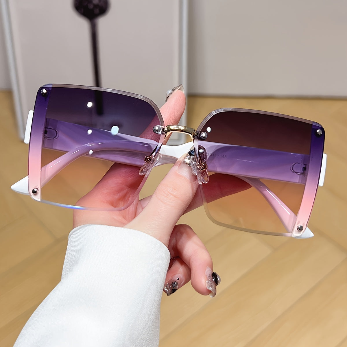 Oversized Square Frameless Fashion Glasses Y2K Luxury Gradient Fashion Glasses Novelty Travel Party Holiday Dressing Accessories