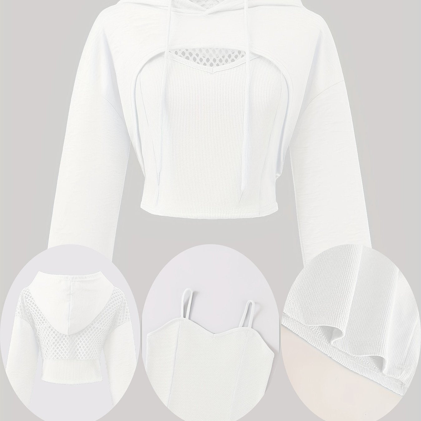 2pcs Y2K Solid Color American Hoodie & Vest Set Sweet Fashionable Tops for Spring/Summer/Autumn 2024 Salt Style Streetwear Casual