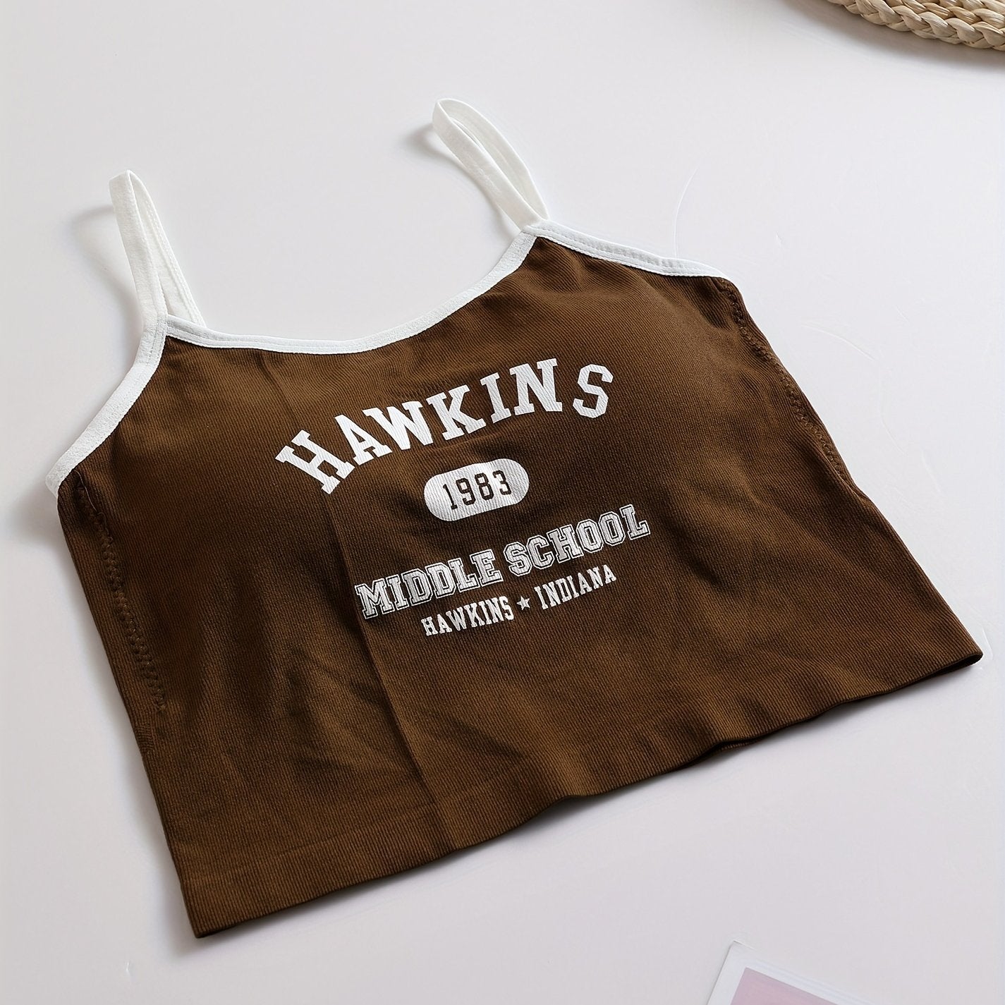 Girls Fashion Sports Cropped Cami Top With Padding, Suitable For 11-15 Years Old