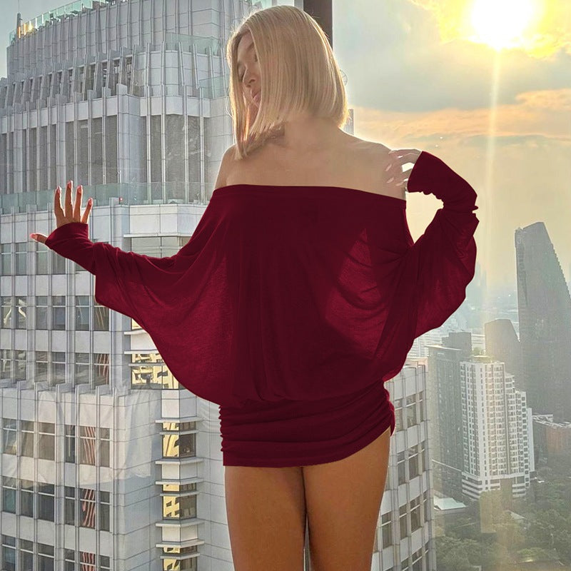 One Shoulder Slim Fit Hip Hugging Long Sleeved Short Dress