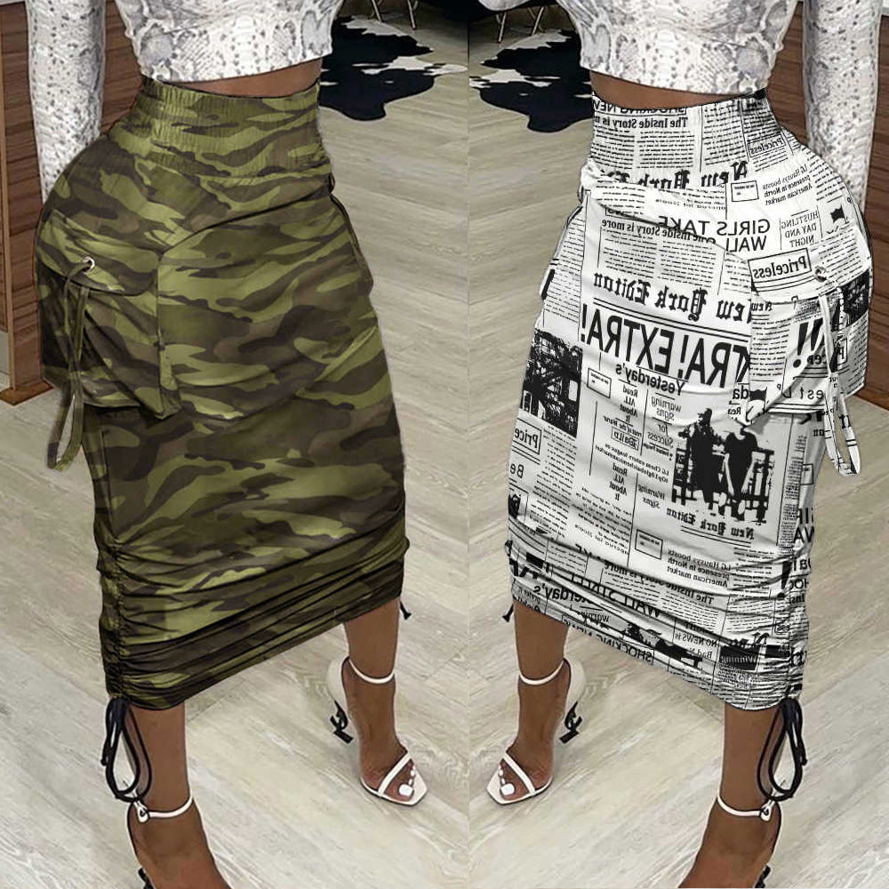 Strap Slim Pocket And Hip Skirt In Europe And America