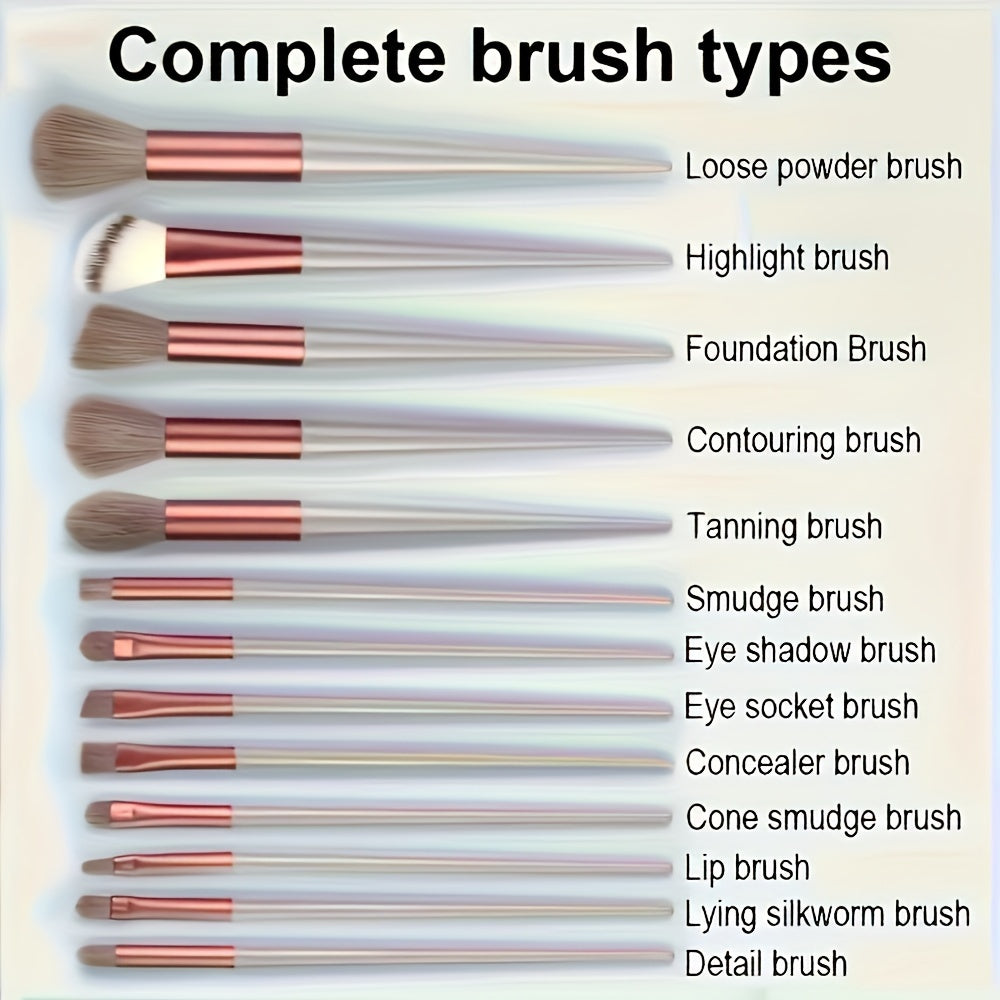 13pcs Professional Makeup Brush Set, Soft Polyester Brush Hair, Create Perfect Makeup, Low Allergy Nylon Brush Hair, Suitable for All Skin Types