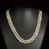 1 Luxurious Golden-Toned Cuban Link Chain Necklace with Sparkling Rhinestones - Hip-Hop Style Charm, Ideal for Daily Wear, Weddings & Special Occasions - Zinc Alloy, Perfect Gift for Her, Chunky Cuban Link Necklace