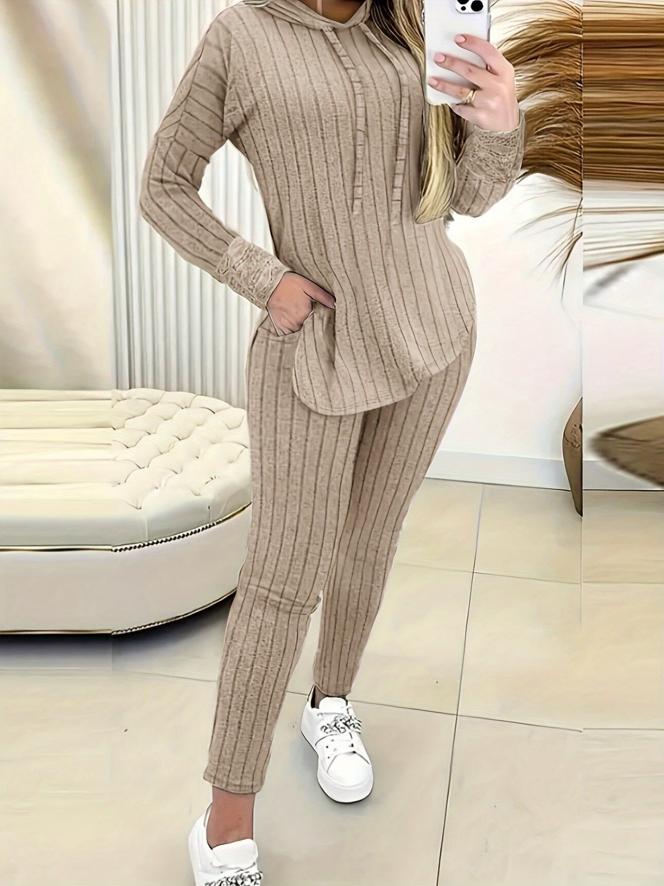 Elegant Directional Women'S Casual Hoodie And Pants Set