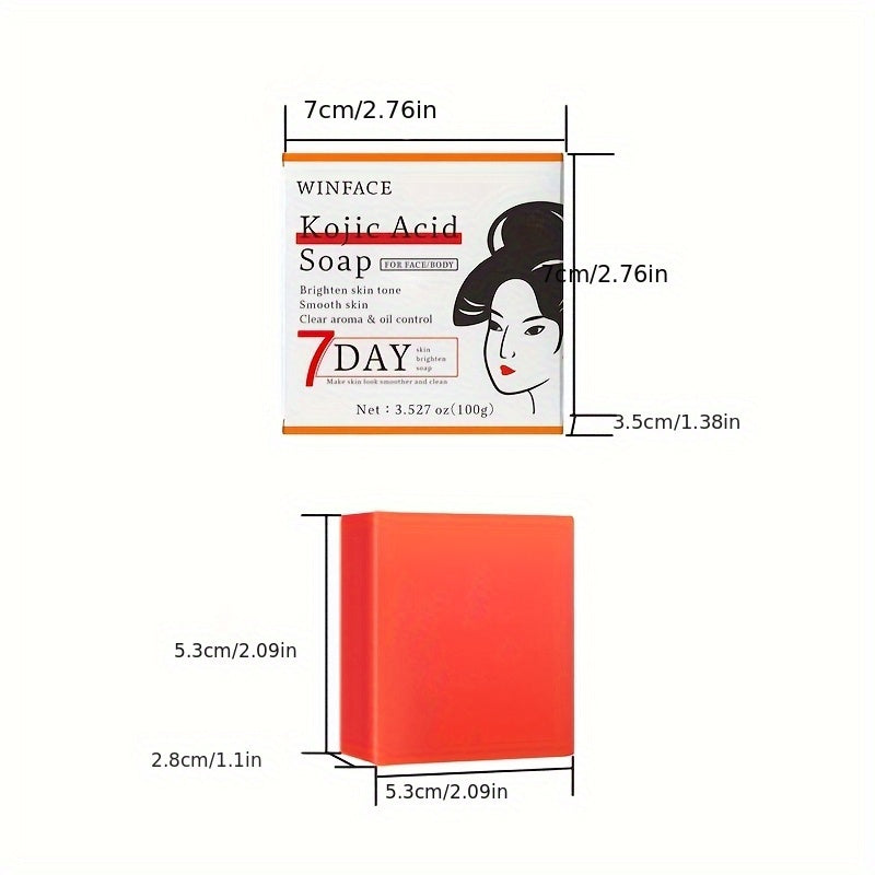 6pcs 100g Kojic Acid Soap - Brighten Skin Tone, Moisturizing, Oil Controlling Soap For Hand, Face, Bath - Natural Orange Flavor, Essential Oil, Gentle Cleansing