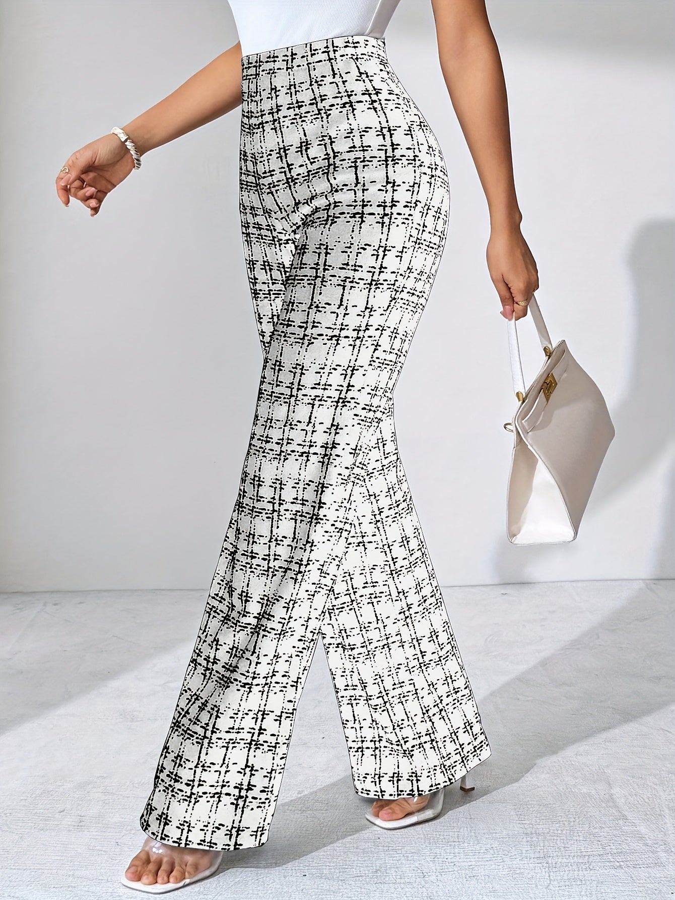 Casual Black Plaid Pattern, Suitable for Various Occasions, Straight-Leg Pants for Spring/Summer/Autumn.