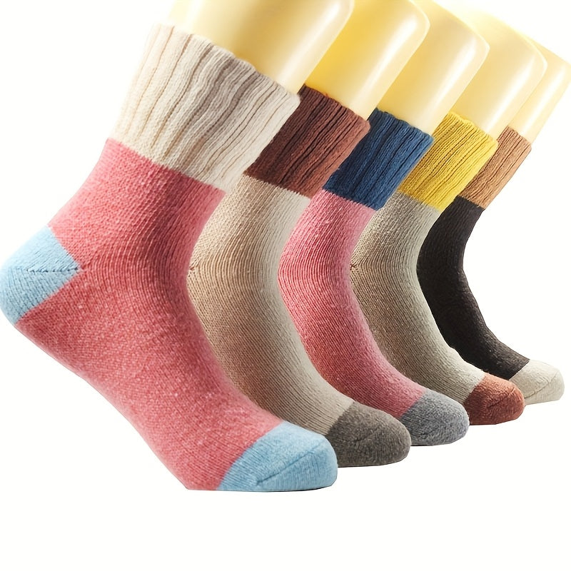 5 Pairs Of Thick Mid Tube Socks For In Winter, Cold Resistant, Warm, And Heat Storage Looped Socks, Soft And Comfortable Floor Socks With Thick Velvet, Outdoor Long Tube
