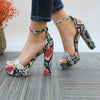 Heels For Women Open Toe Ankle Strap High Heel Sandals Party Wedding Strappy Buckle Sandals Standard Size 4 Inches Tall High Heel Design