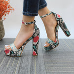 Heels For Women Open Toe Ankle Strap High Heel Sandals Party Wedding Strappy Buckle Sandals Standard Size 4 Inches Tall High Heel Design