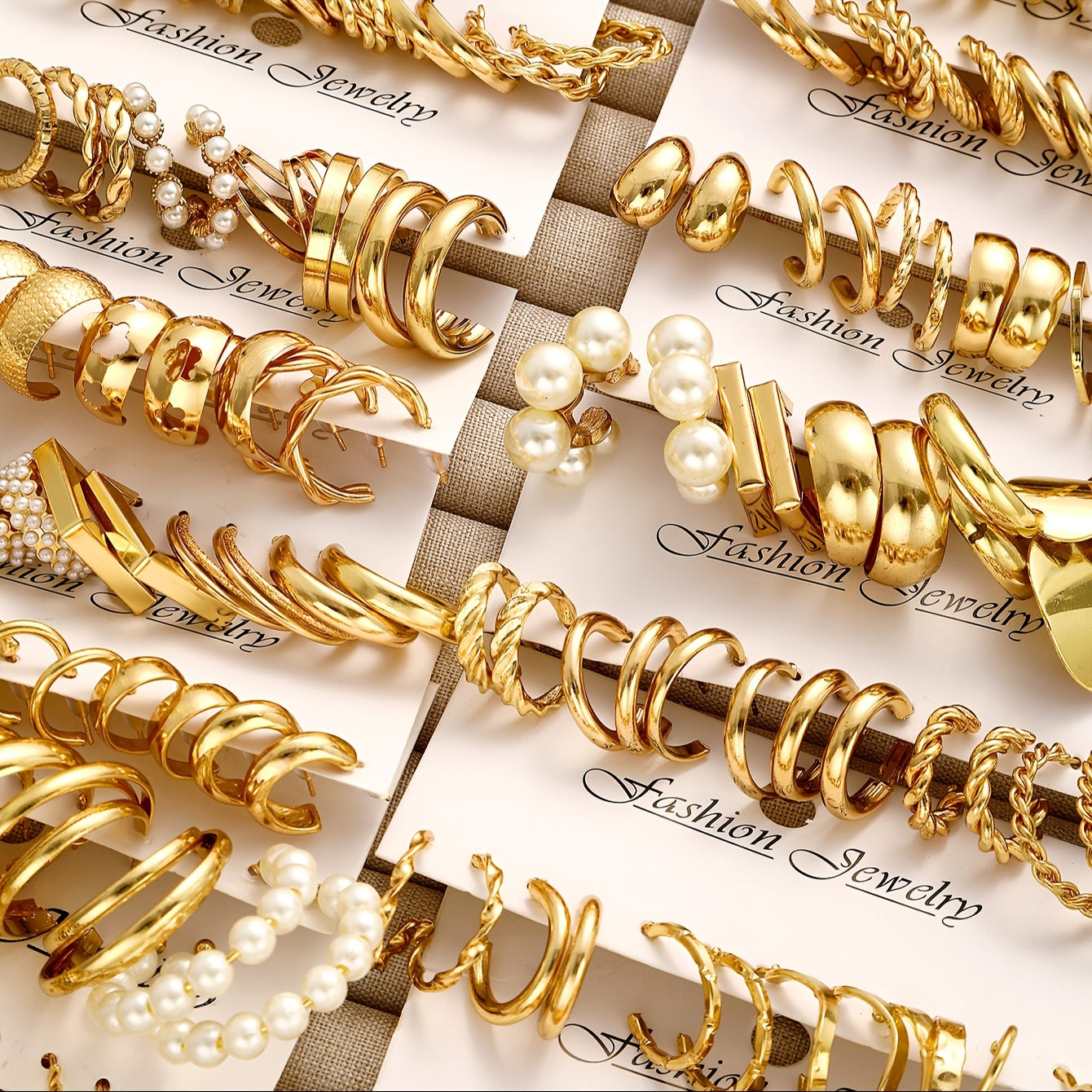 108pcs Vintage Elegant Fashion Earrings Set, Alloy with Stainless Steel Posts, Faux Pearl & Geometric Twisted Design, Versatile Wide Statement Earrings for Women, Ideal for All Seasons & Gift-Giving, Perfect Valentine'S Day P