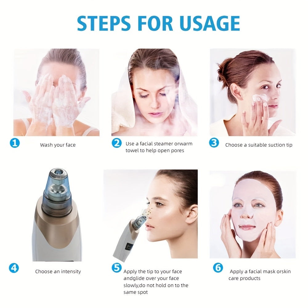 2023 Newest Pore Vacuum, Facial Pore Cleaner - 5 Suction Power, 5 Probes, USB Rechargeable Vacuum Kit Electric Tool for Adult