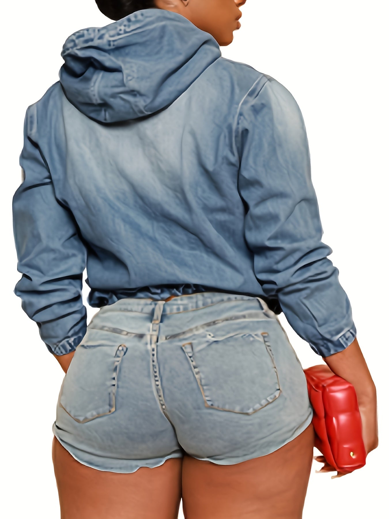 [Casual Denim Hoodie] Casual Women's Denim Half Zip Hoodie Pullover Jacket Jean Tops Cowboy Hoodie