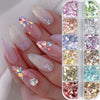 1 Box Holographic Hexagon Iridescent Nail Glitter Sequins - Mermaid Flakes Powder for Y2K Wedding Nail Art, Shiny Sparkly Sheets for Creative Manicures, Multi-Dimensional Colors (Pink, Blue, Green, Golden, Purple), Party Nail