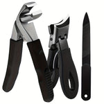 [Heavy Duty] Angled Heavy Duty Toe Nail Clippers With Catcher | 3pcs | Sharp Stainless Steel | Mess Free Large Fingernail Clippers With Wide Opening | For Thick Nails For Seniors Men Women