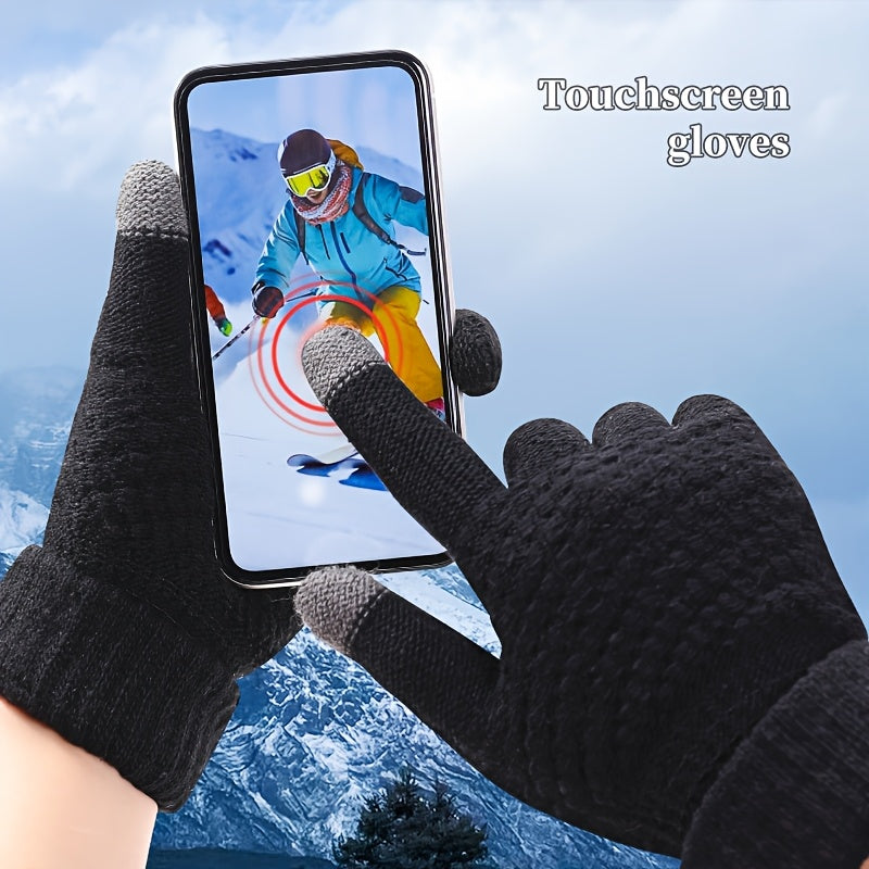 A Pair of Women'S Winter Outdoor Touchscreen Gloves That Are Warm, Thick, And Plush, Suitable for Driving And Cycling in Cold Weather. These Stylish And Versatile Gloves Are Perfect for Couples During The Winter Season, Ideal