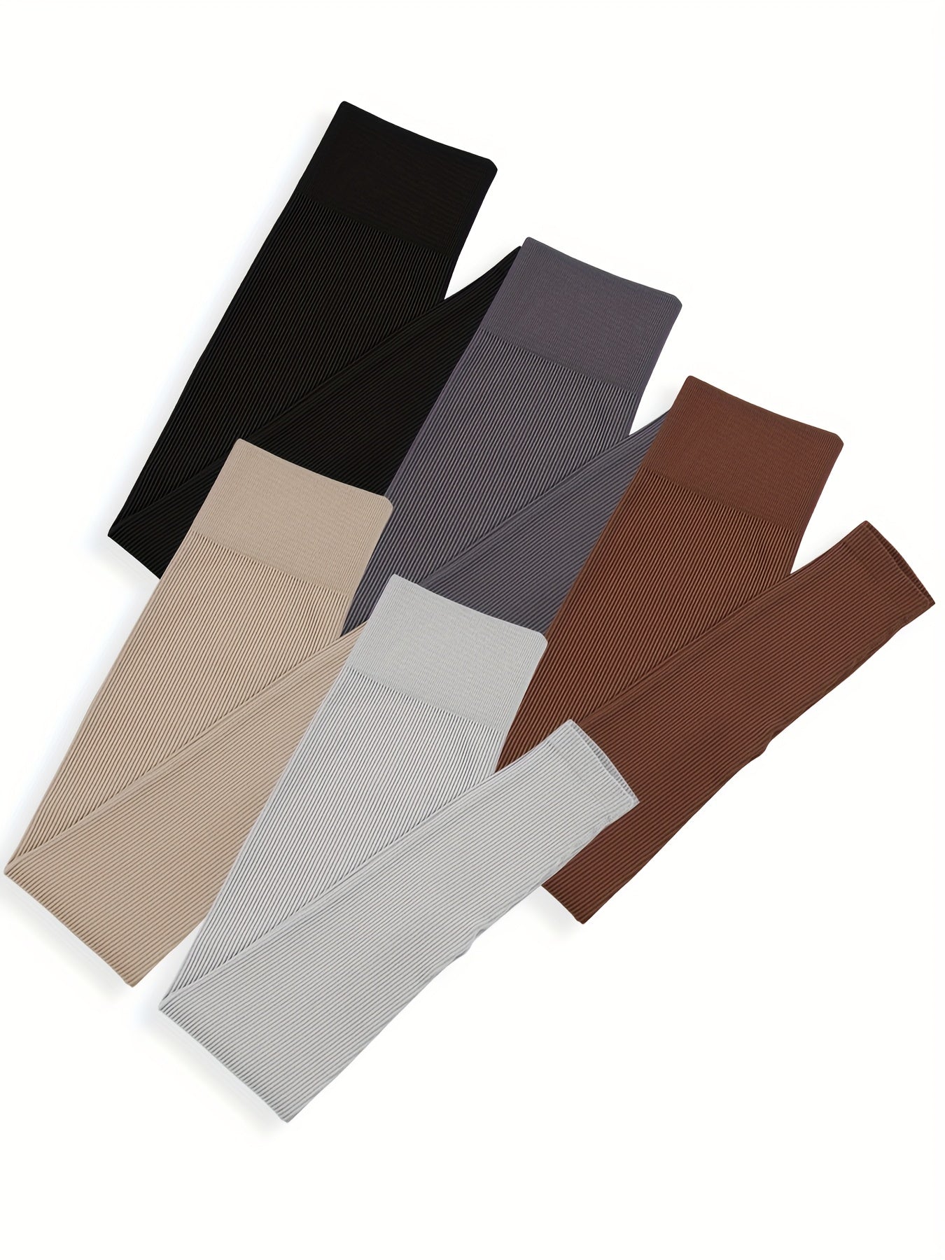 5-Pack Women'S High-Waisted Seamless Yoga Leggings, Thickened Nylon Knit, Solid Color, Stretchy, Non-Waterproof, Long Length, Basic Style with 366g/m² Inner Lining Weight for All Seasons
