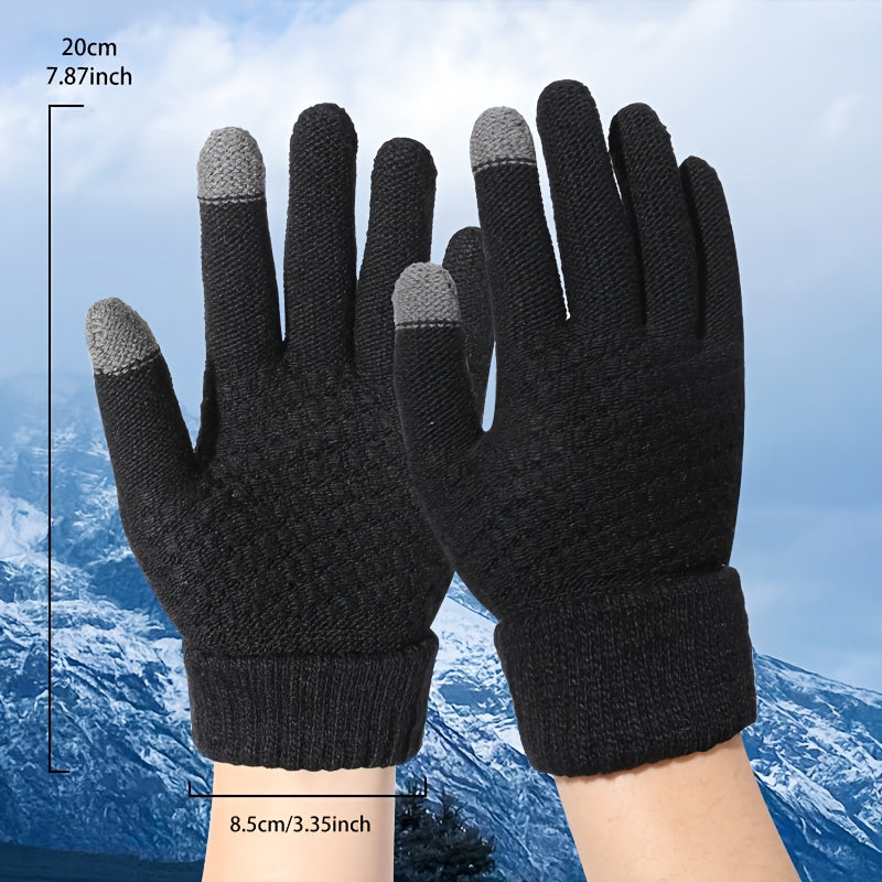 A Pair of Women'S Winter Outdoor Touchscreen Gloves That Are Warm, Thick, And Plush, Suitable for Driving And Cycling in Cold Weather. These Stylish And Versatile Gloves Are Perfect for Couples During The Winter Season, Ideal
